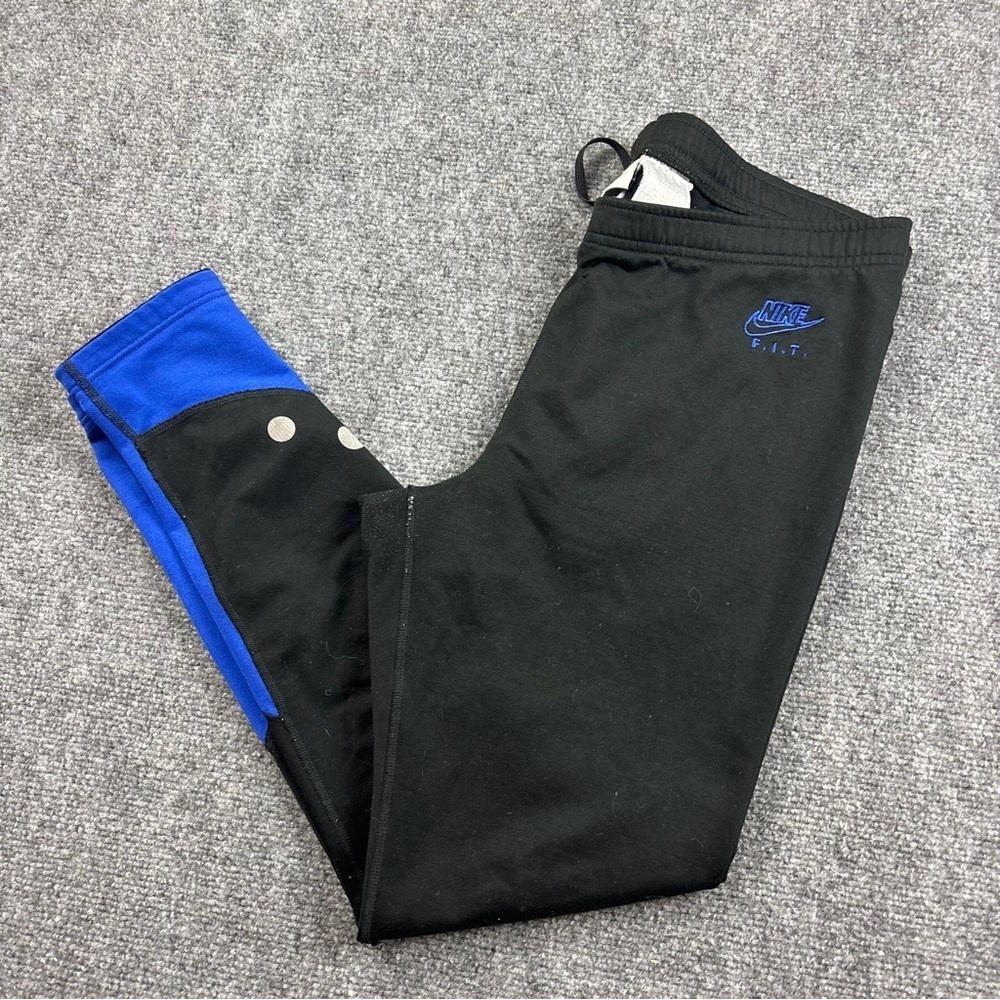 NIKE Women’s Nike Fit Black/Blue Athletic leggings bottom Zippers size: Large